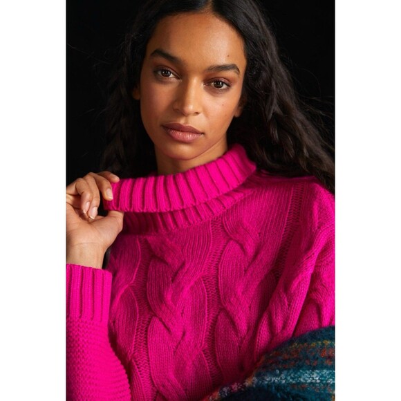 Anthropologie Callahan Size XS Cable Knit Sweater Dress Hot Pink Mini Colorful - Picture 3 of 11